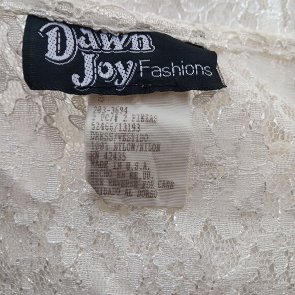 sz 8 Vintage Dawn Joy Ivory Lace Maxi Dress W/ Button Front/Corset Back 2 Piece - Picture 5 of 11
